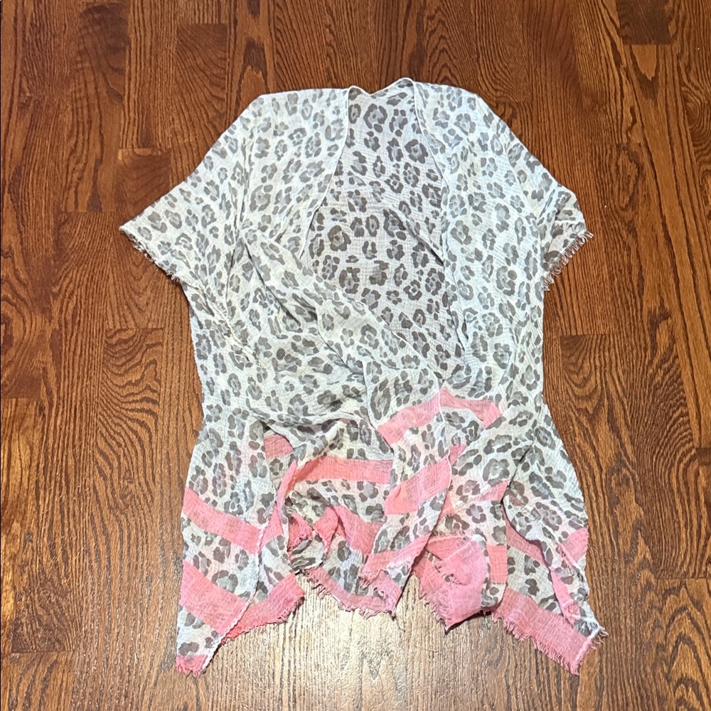 Leopard Print Kimono with Pink Accents